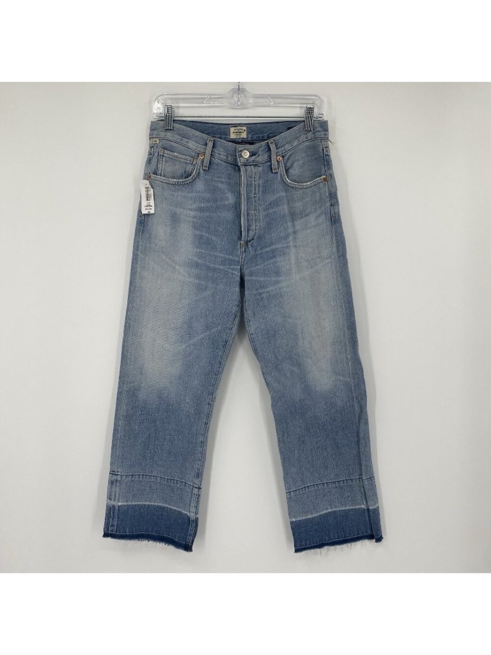 Citizens Of Humanity Women's 26 Blue Denim Cora Crop Relaxed Undone Hem Jeans
